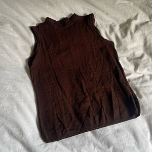Vintage 70s Chocolate Brown Sleeveless Shirt